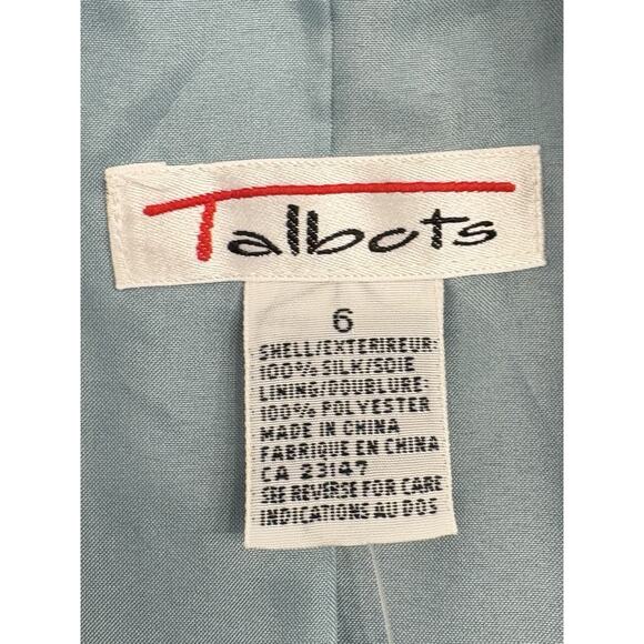 Vintage Talbots Woman’s Pure Silk Pale Green Lined Two Button Blazer Jacket 6 - Picture 6 of 8